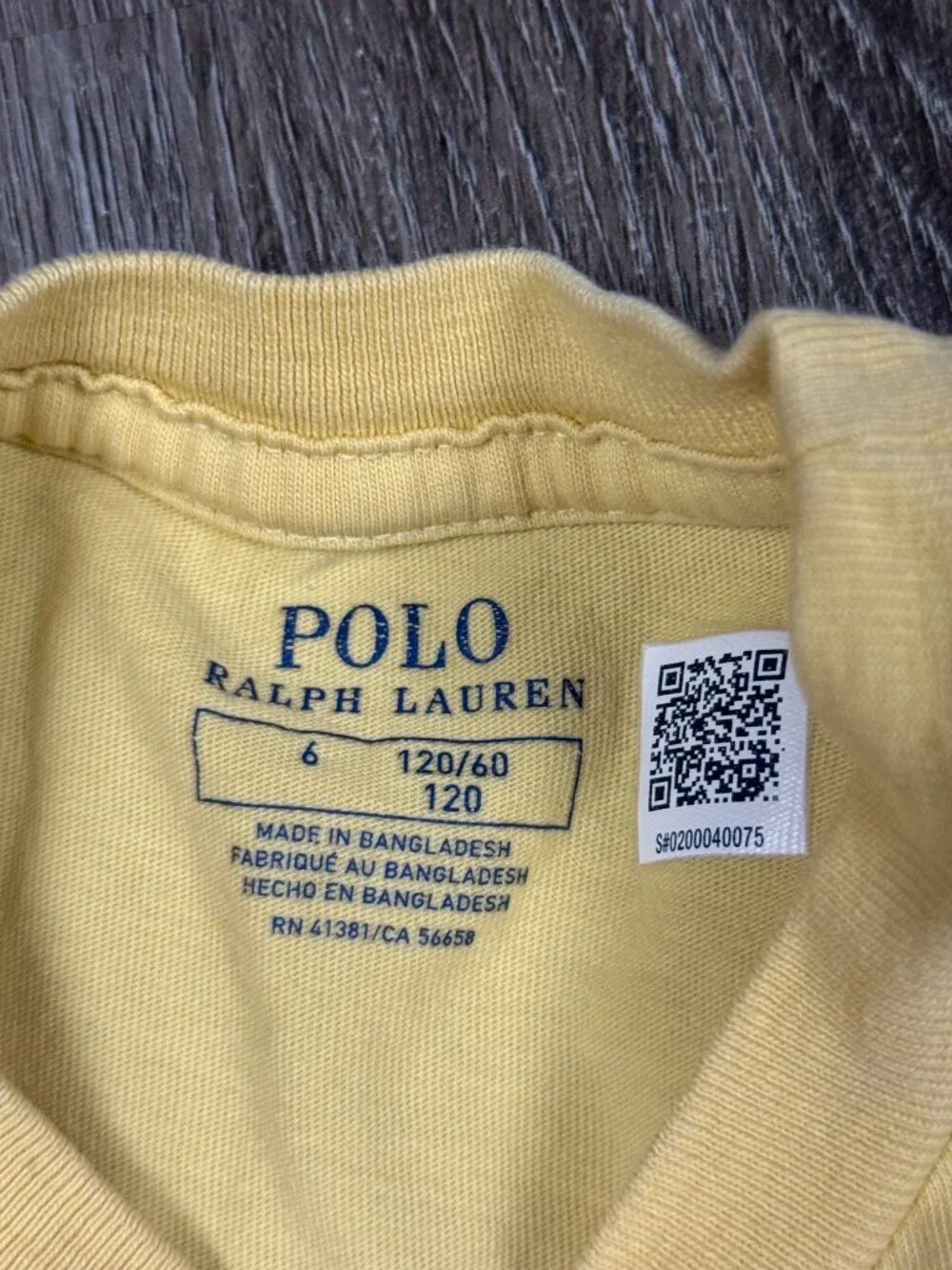 Polo Ralph Lauren Boys T Shirt Size 6 TD Yellow w/ blue Short Sleeve Pony Logo